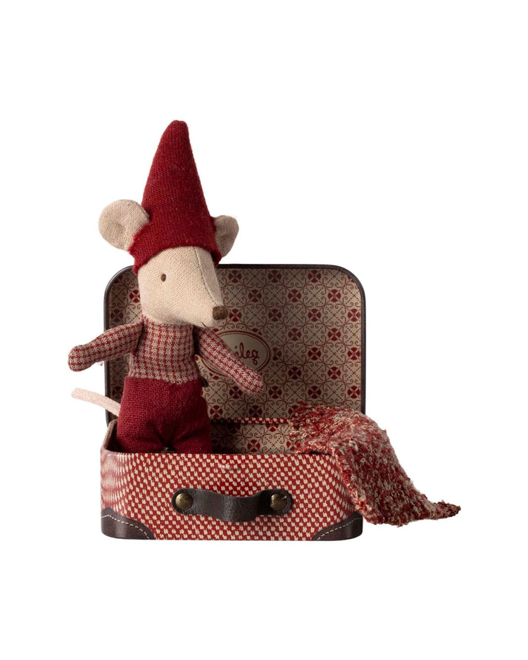 Little maileg play baby christmas mouse in suitcase