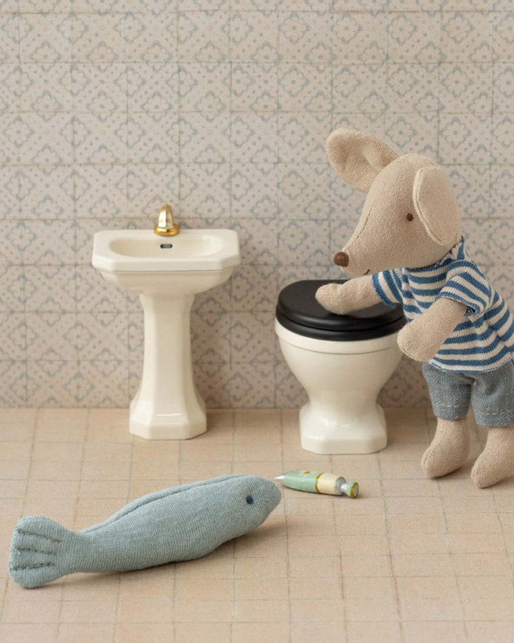 maileg bathroom sink, mouse - off white play Little