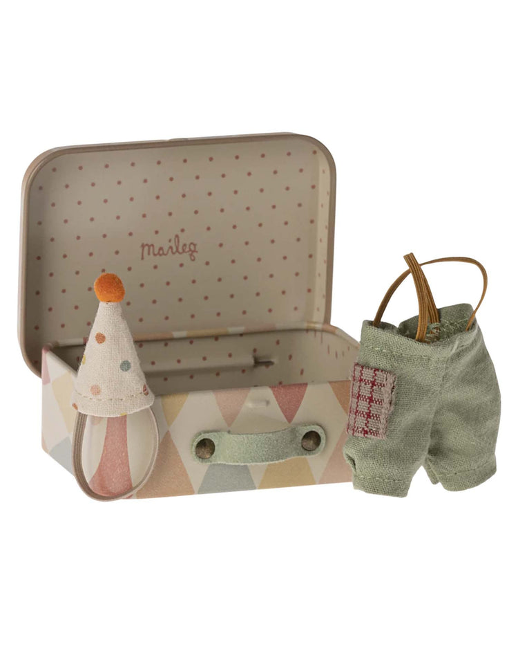 Little maileg play clown clothes in suitcase for little brother mouse