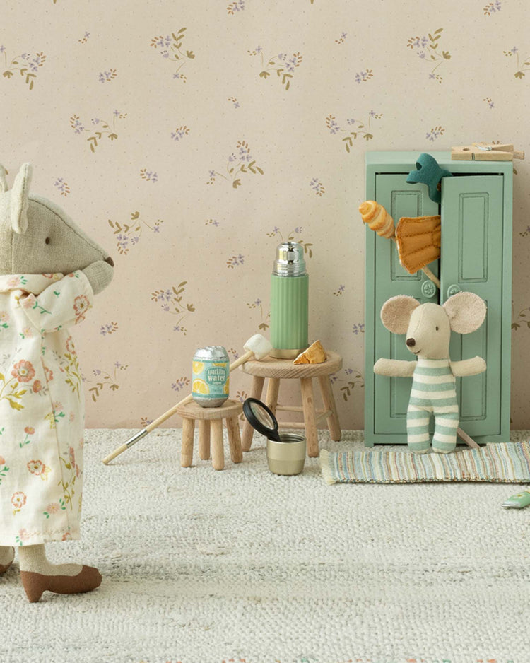 maileg mouse closet in soft blue play Little