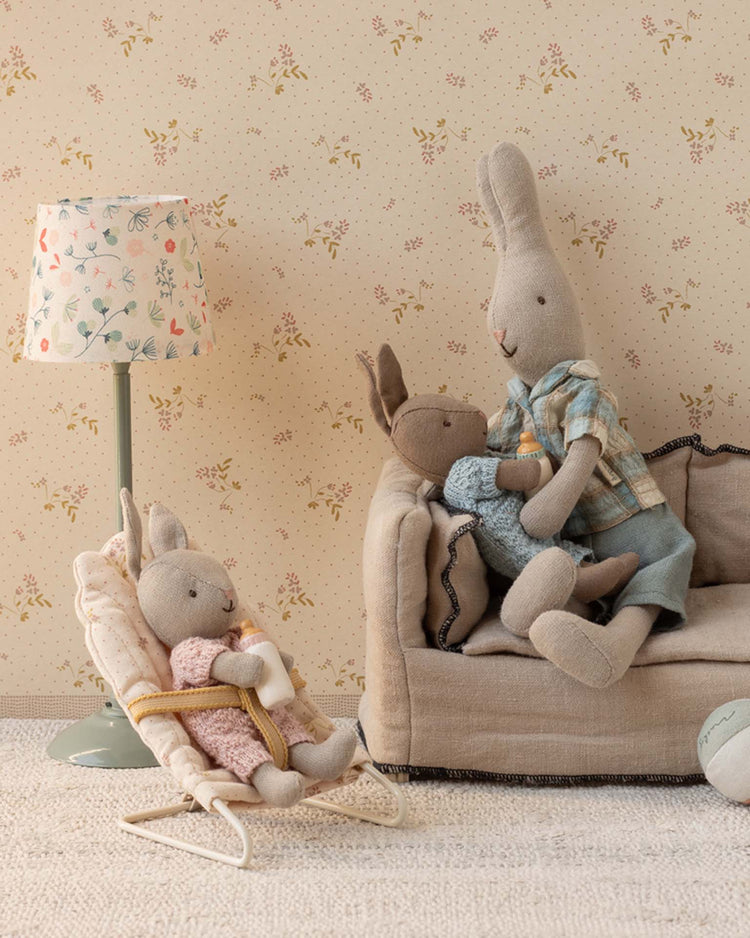 maileg rabbit, micro - sand - rose knitted suit play Little