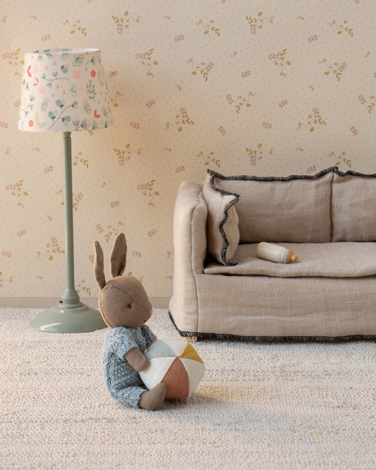 maileg rabbit set, micro - brown - blue play Little