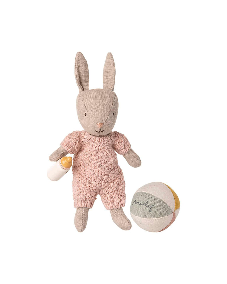 Little maileg play rabbit set, micro - sand - rose