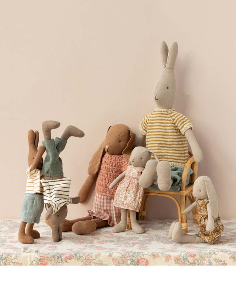 Little maileg play rabbit size 1 in striped blouse + shorts