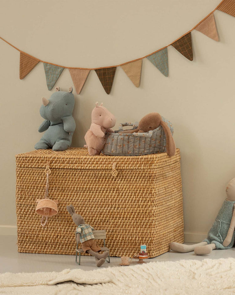 Little maileg play small hippo with skirt in soft rose