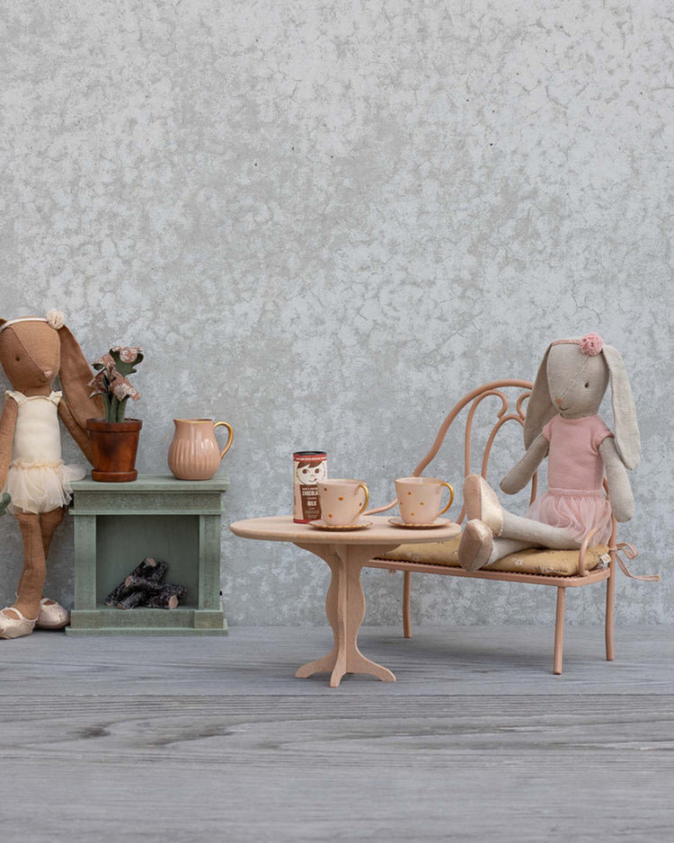 maileg vintage bench, mini - dark powder play Little