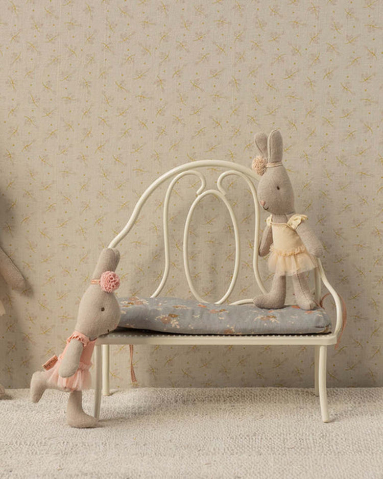 maileg vintage bench, miniature - off white play Little