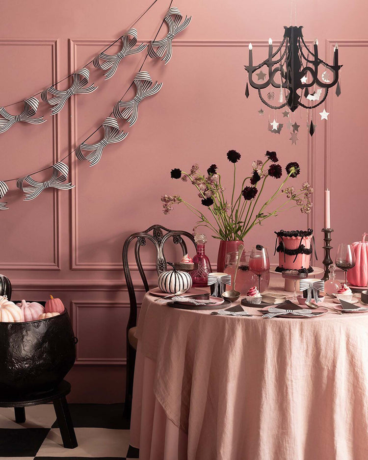 meri meri black & white stripy bow garland party Little