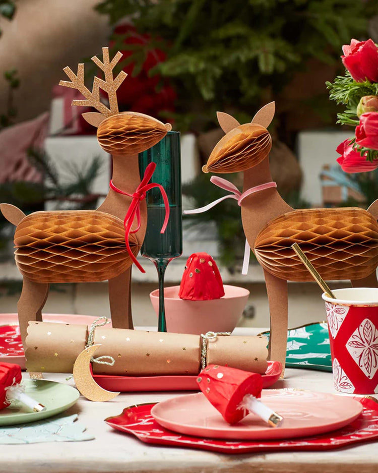 meri meri honeycomb reindeer family party Little