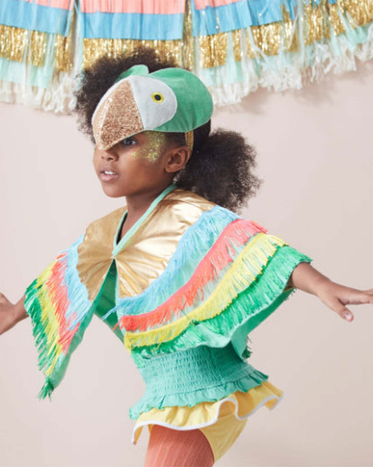 meri meri parrot fringed cape dress up set play Little