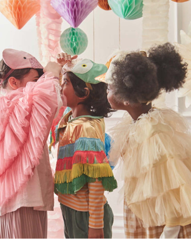meri meri parrot fringed cape dress up set play Little