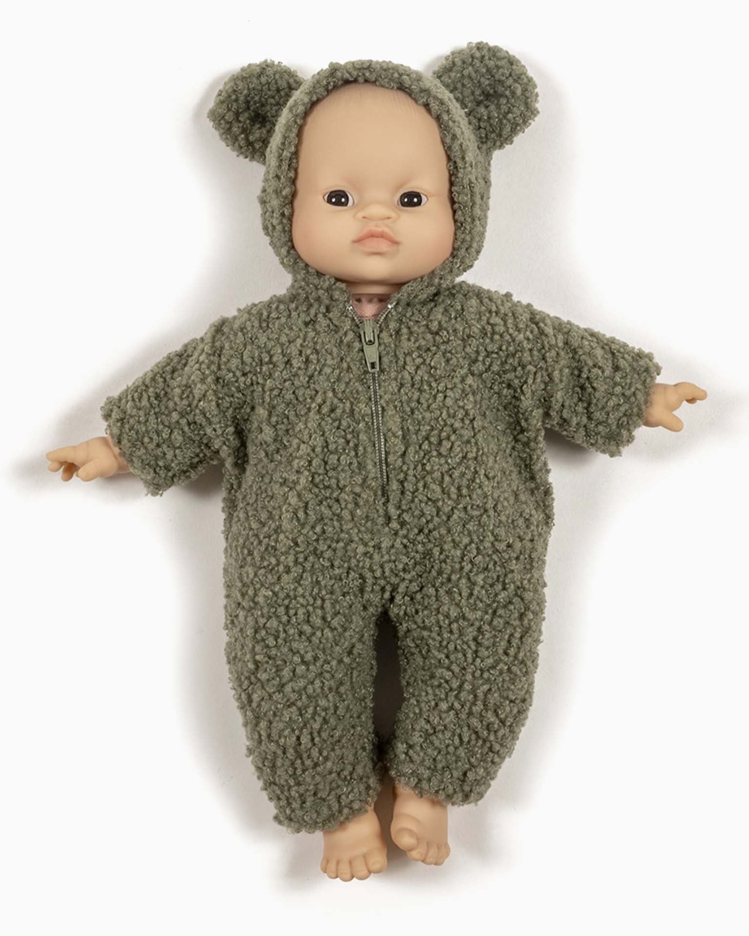 winnie sherpa baby jumpsuit in khaki Little