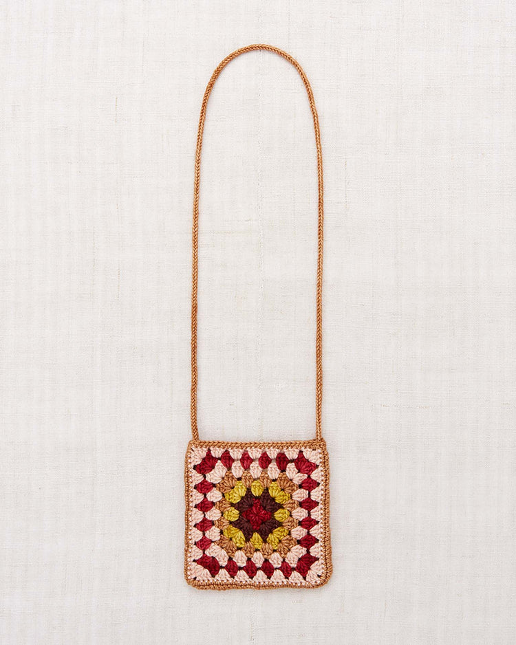 Little misha + puff accessories one size crochet big square bag in rose gold