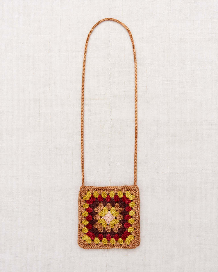 Little misha + puff accessories one size crochet big square bag in rose gold