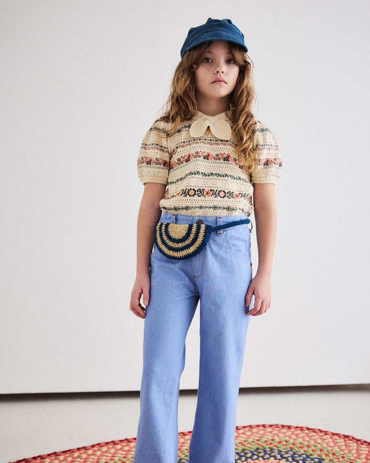Little misha + puff accessories OS crochet half moon belt bag in celestial