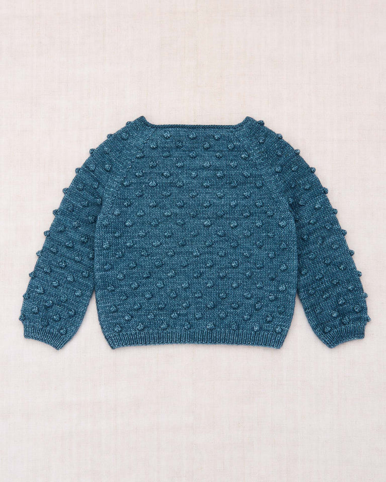 misha + puff original popcorn sweater in blue smoke kids Little