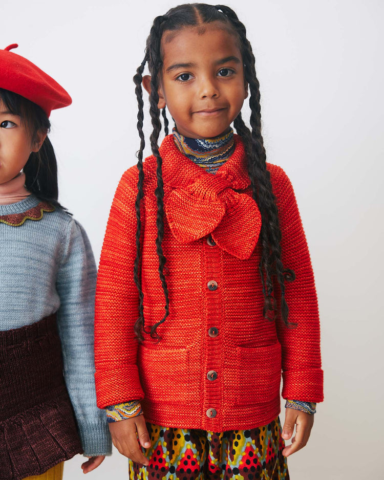 Little misha + puff kids scout cardigan in red flame