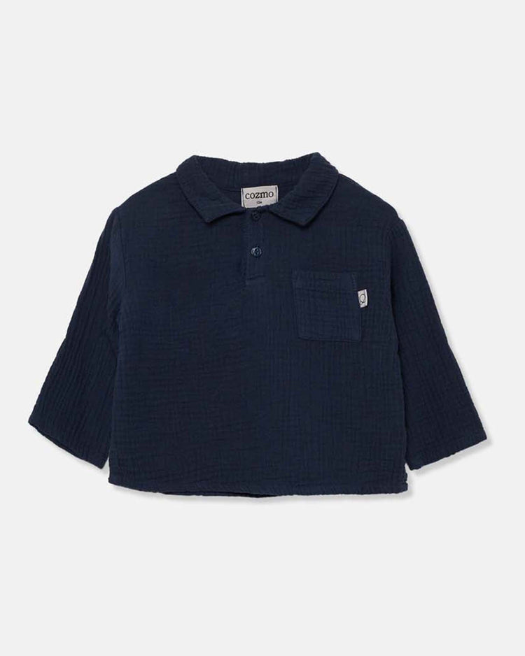 Little my little cozmo baby bernat textured baby shirt in navy