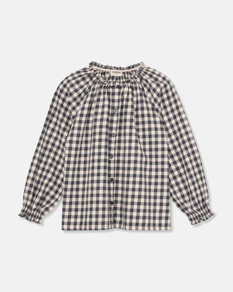 Little my little cozmo kids blanca gingham blouse in ivory