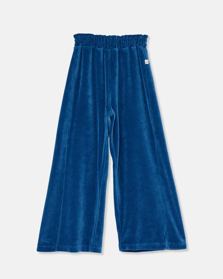 Little my little cozmo kids coco organic velour pants in blue