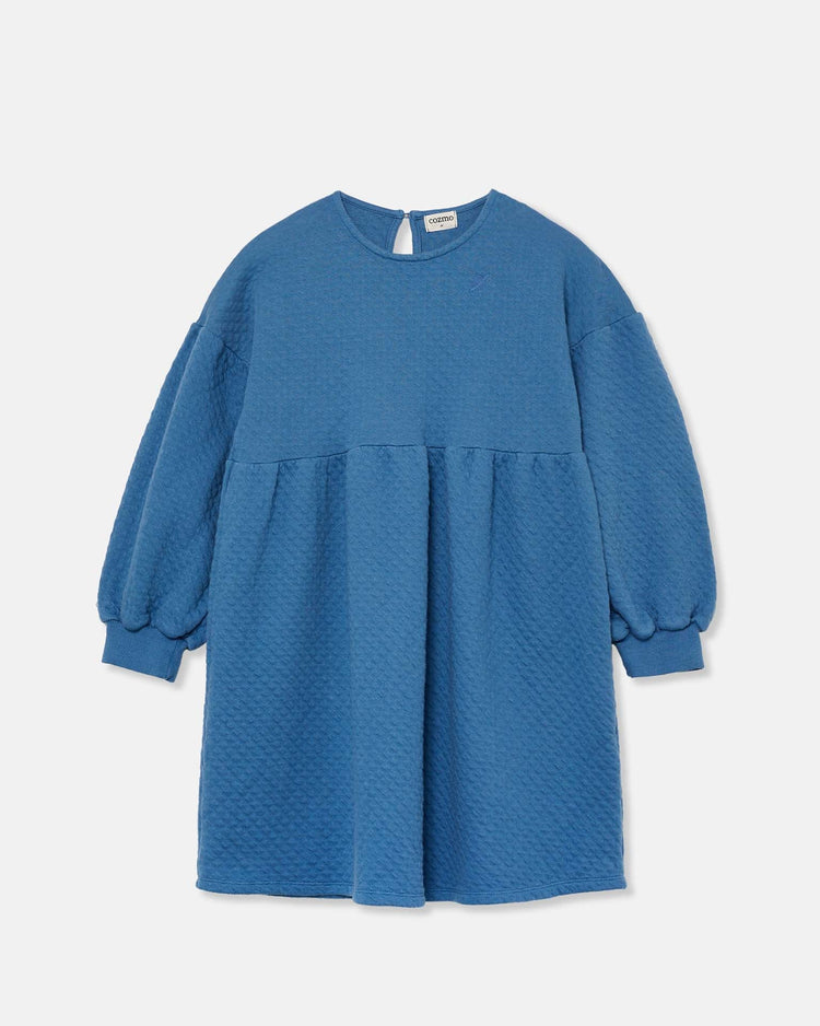 Little my little cozmo kids creta diamond quilted dress in blue