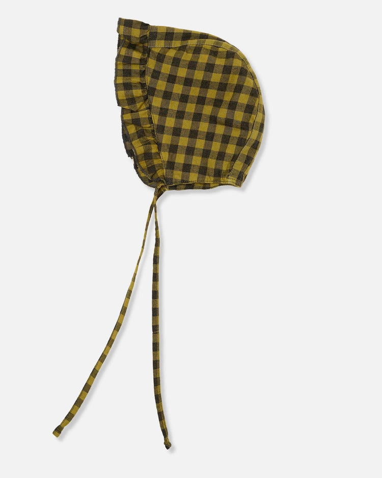 Little my little cozmo baby olivia gingham baby bonnet in green