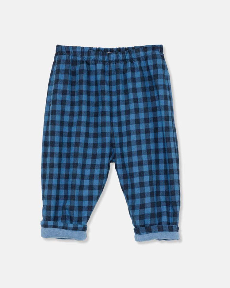 Little my little cozmo baby rafa gingham baby pants in blue