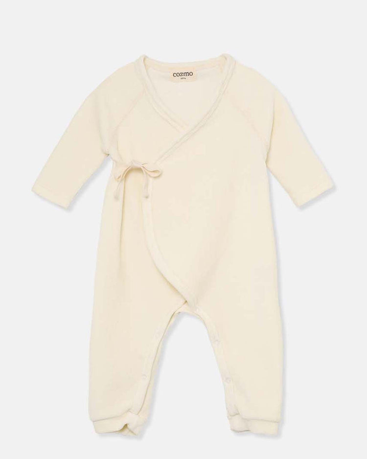 Little my little cozmo baby rene velour corduroy newborn jumpsuit in ivory