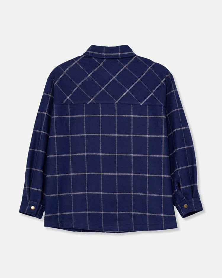 Little my little cozmo kids samuel plaid flannel shirt in navy