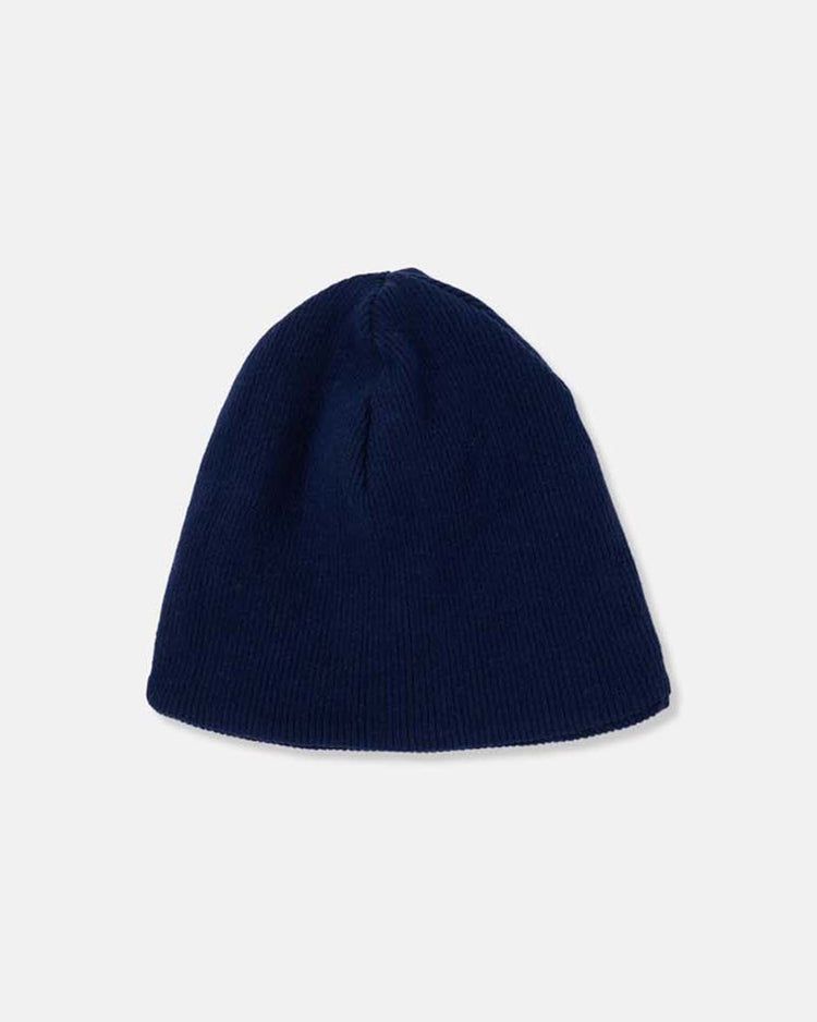 The cozmo soft ribbed newborn beanie in navy is shown against a light gray background—crafted from warm, comfortable textiles and perfect for everyday, transitional wear.