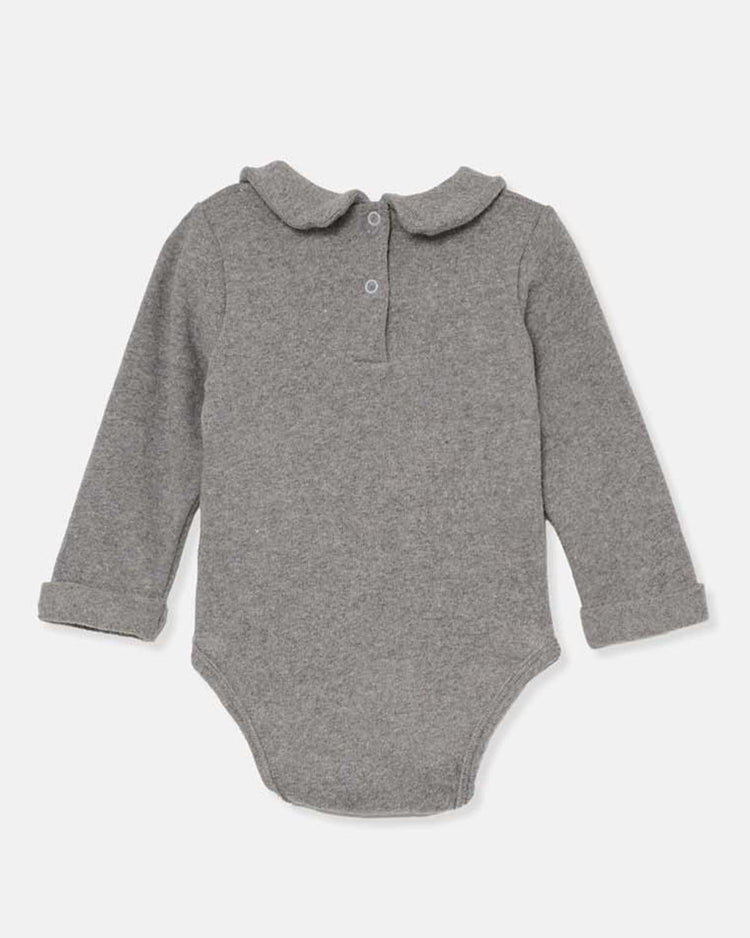 Little my little cozmo baby ter soft knit baby bodysuit in grey