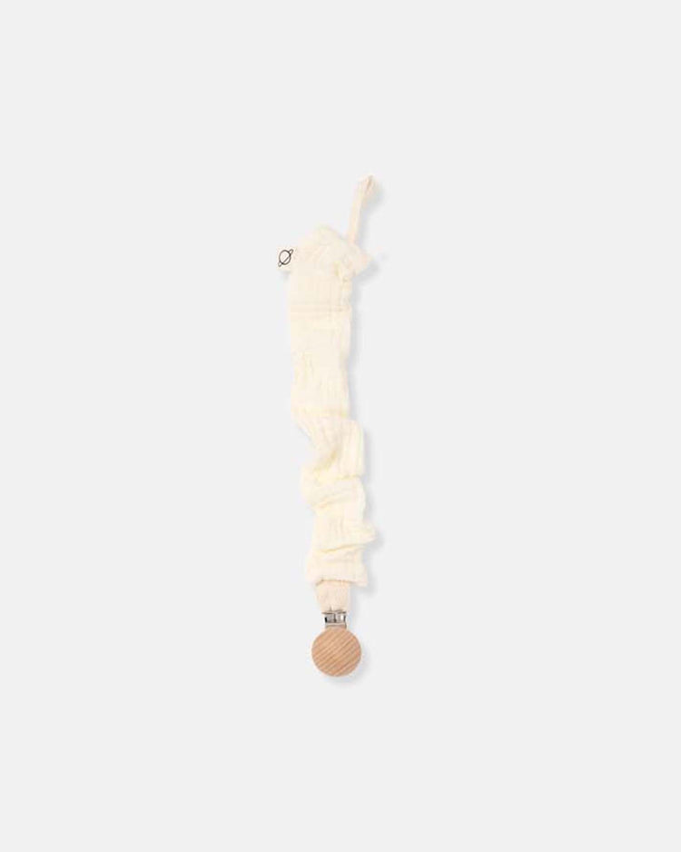 Little my little cozmo baby one size textured pacifier clip in ivory