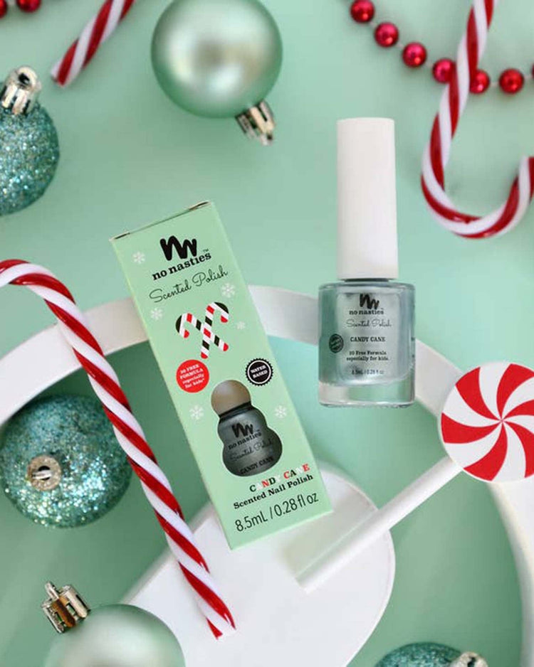 Little no nasties play water based nail polish in candy cane green