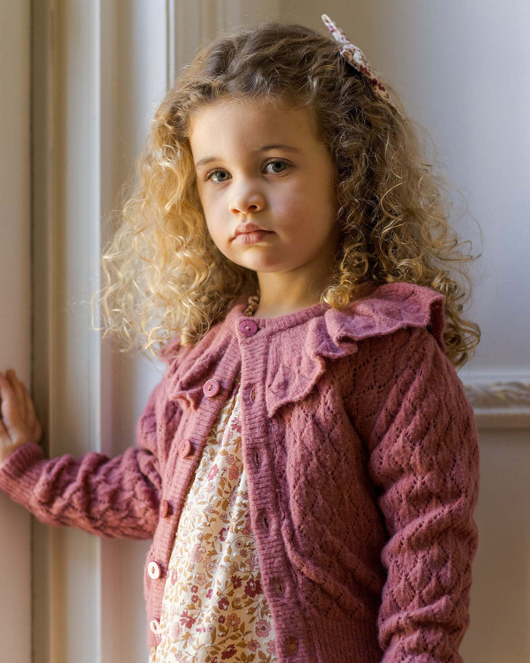 noralee ruffle cardigan in raspberry kids Little