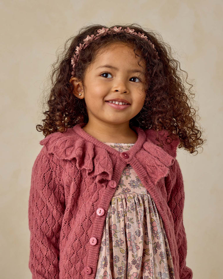 noralee ruffle cardigan in raspberry kids Little