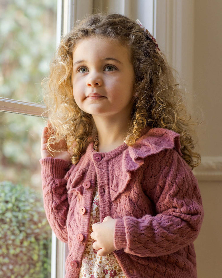noralee ruffle cardigan in raspberry kids Little