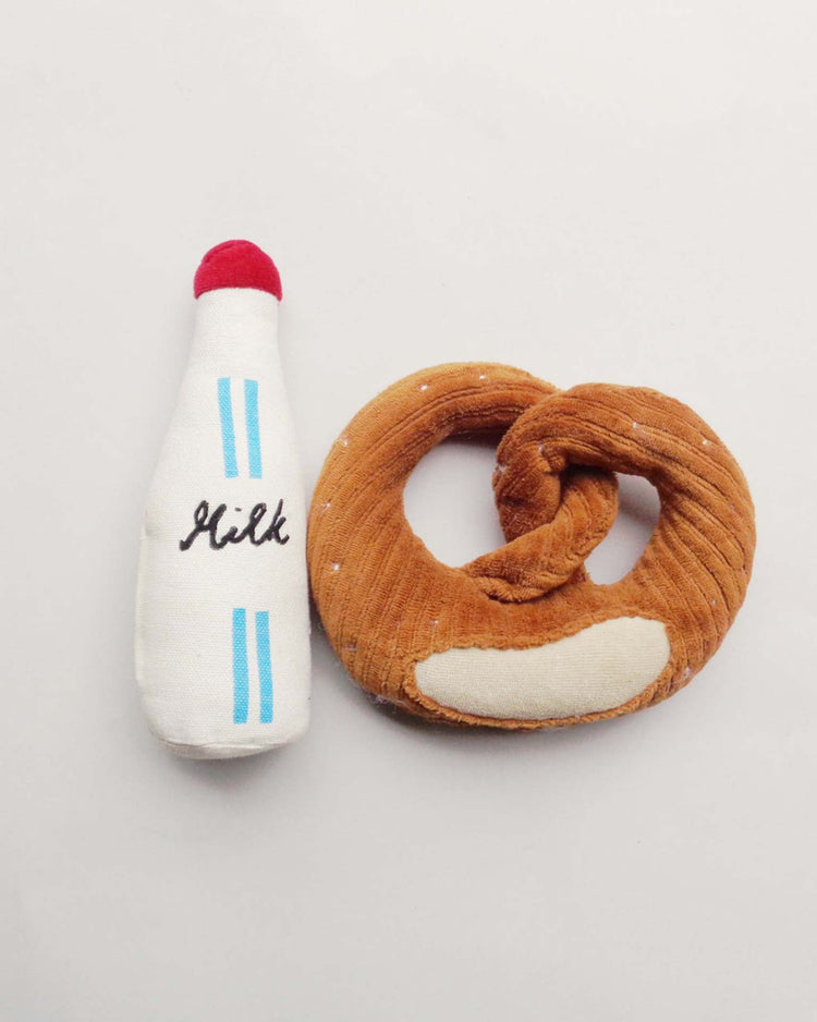 Little normadot play pretzel + milk bottle soft toy