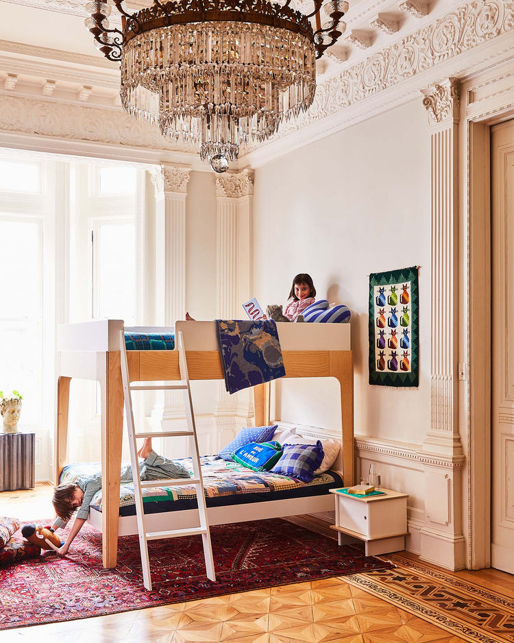 oeuf perch full bunk bed in white + birch room Little