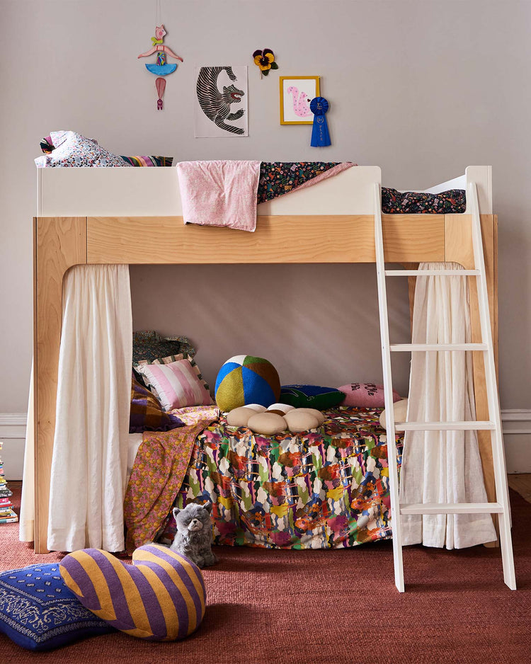 oeuf perch full bunk bed in white + birch room Little