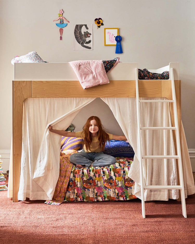oeuf perch full bunk bed in white + birch room Little