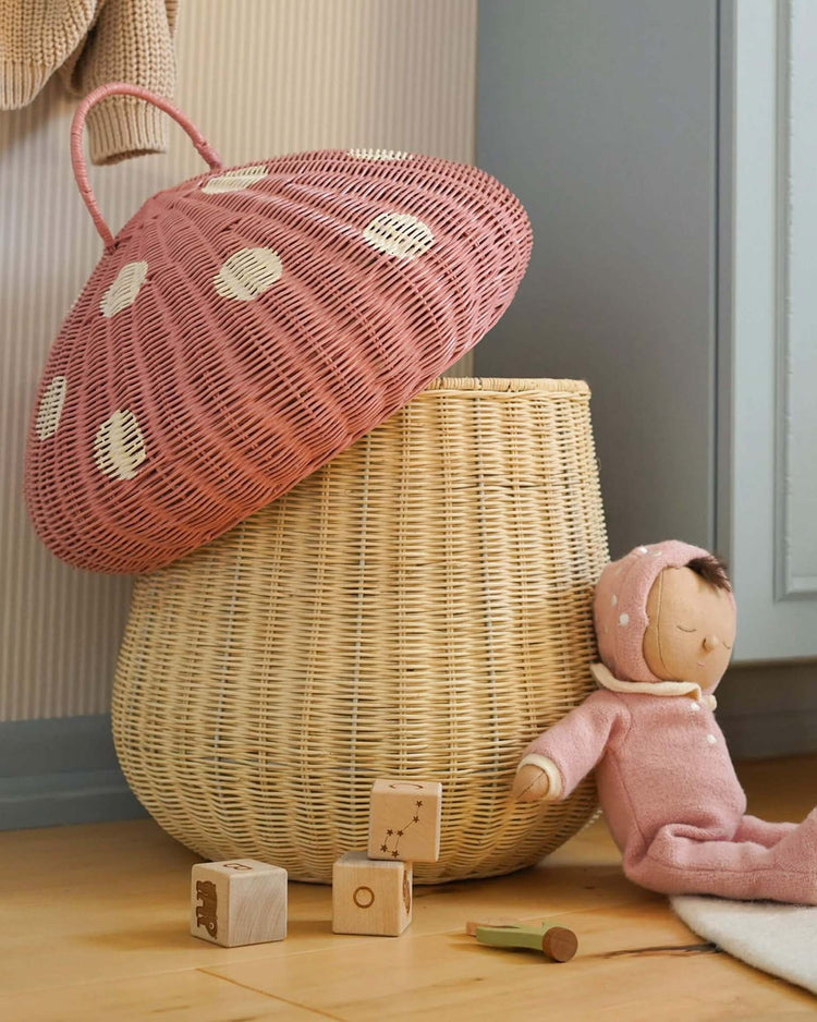 Little olli ella home mushroom storage basket in musk