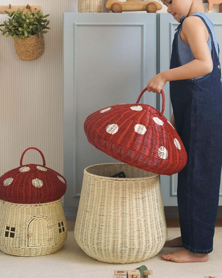Little olli ella home mushroom storage basket in red
