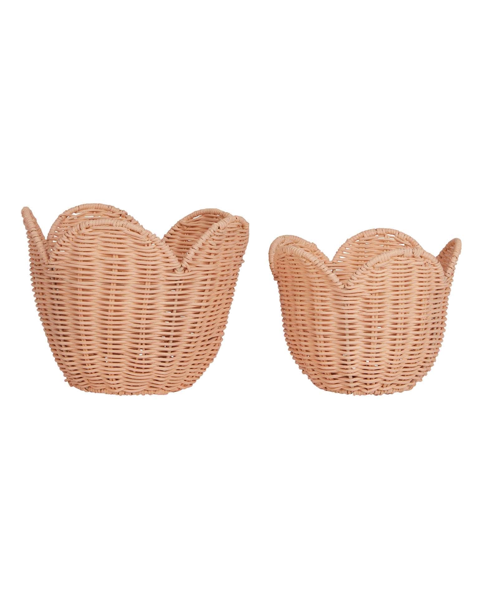 olli ella rattan lily basket set in seashell pink at Little