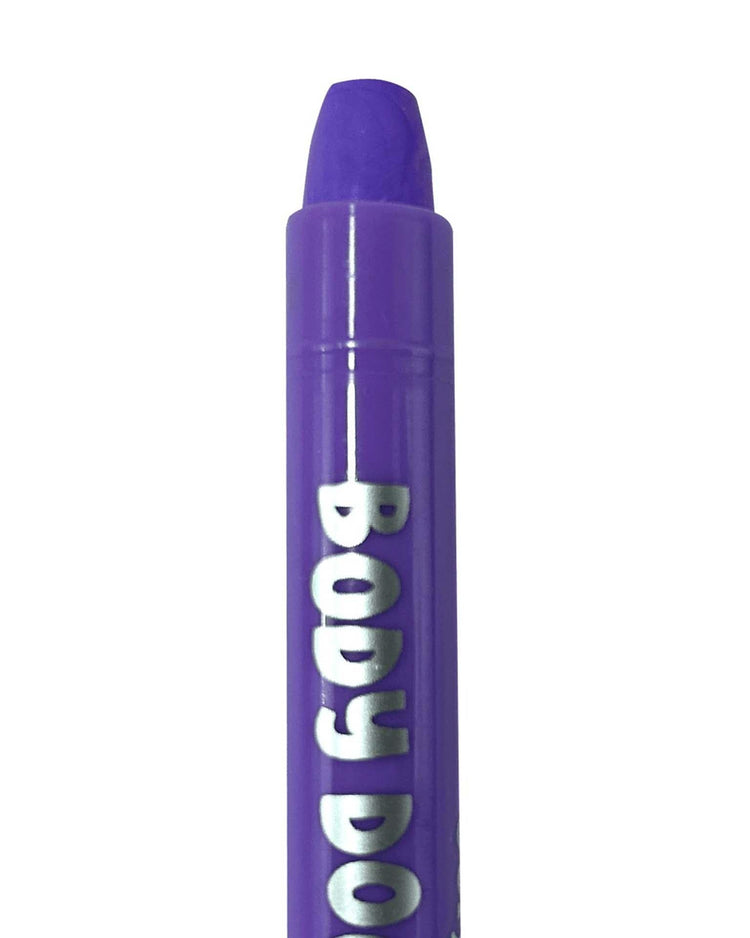 A purple body coloring marker from the "body doodlers face & body crayons set of 12" by ooly, with the label "BODY DO" partially visible, perfect for creating temporary body art.