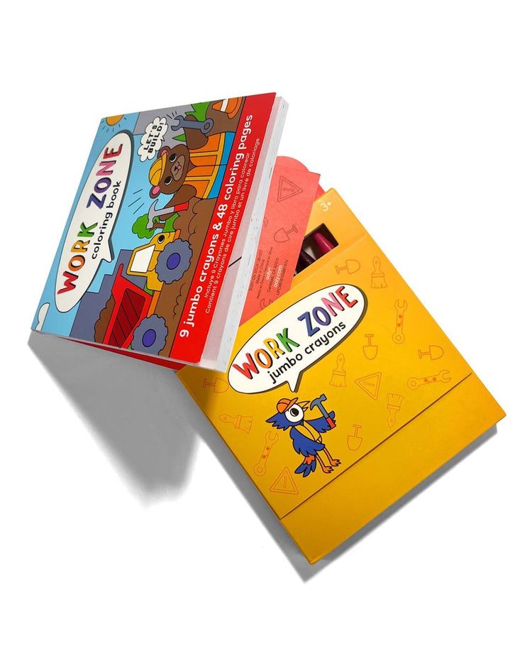 Little ooly play carry along! coloring book + crayon set work zone