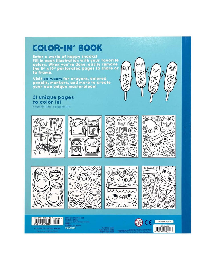 Little ooly play color-in' book coloring book happy snacks