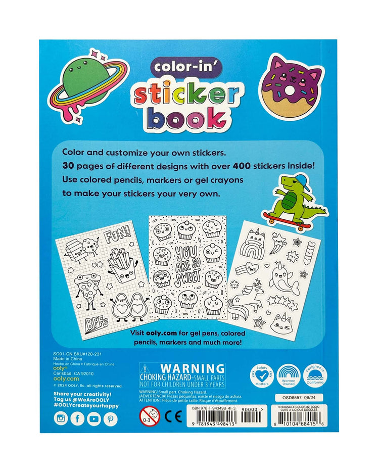 Little ooly play color-in' sticker book: cute-a-licious