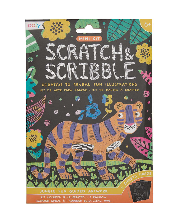 ooly mini scratch & scribble art kit: jungle fun play Little