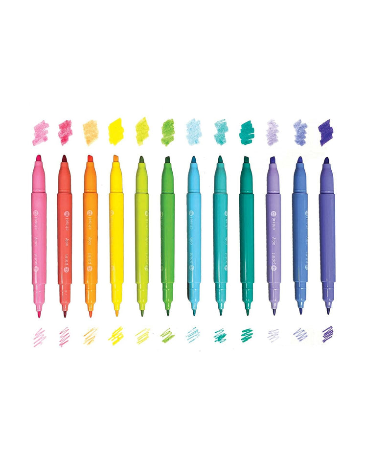 Little ooly play pastel hues dual tip markers - set of 12