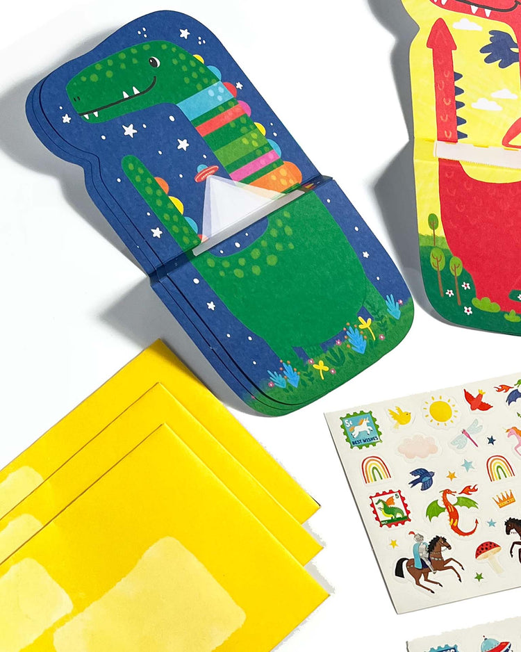 ooly tiny tadas notecard & sticker kit - dinos and dragons play Little